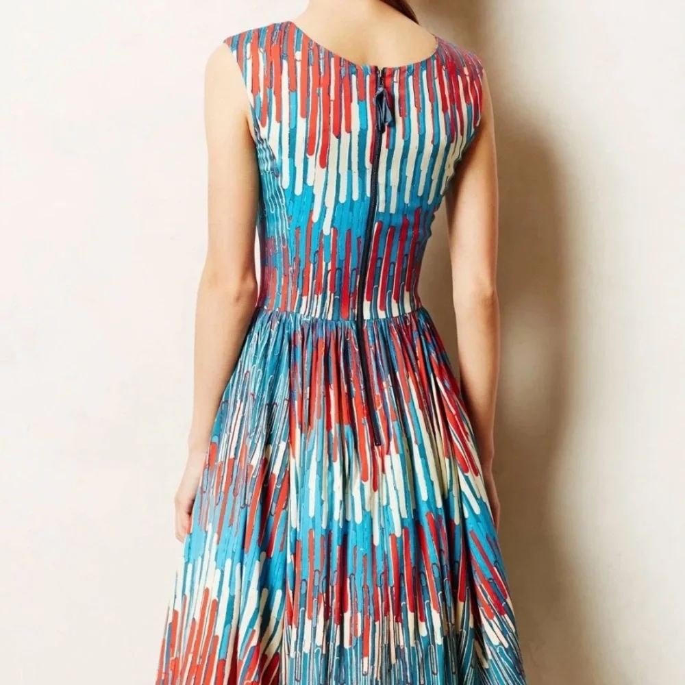 Vibrant Blue and Red Midi Dress EUC worn once - Picture 2 of 7
